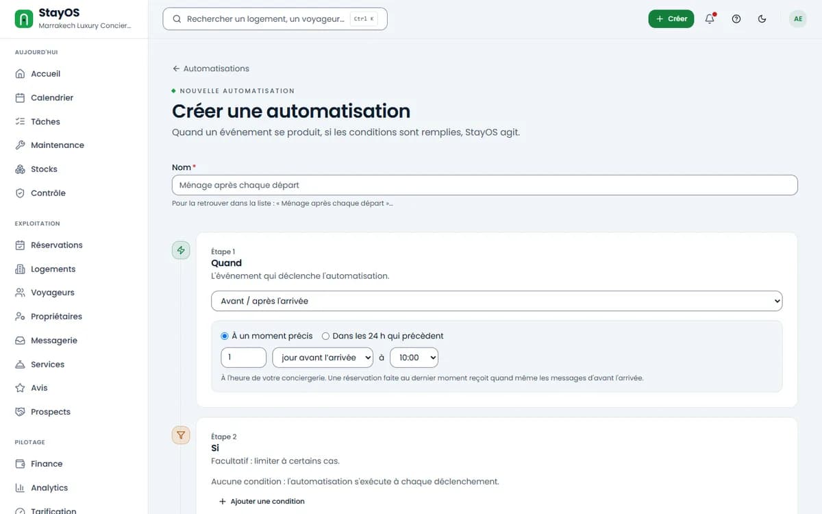 Création d’une automatisation : choix du moment