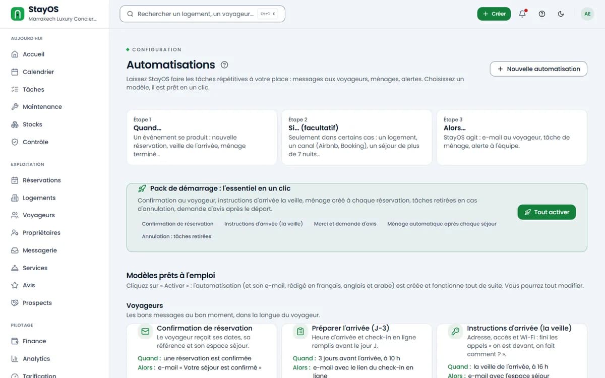 Page Automatisations : explication et pack de démarrage